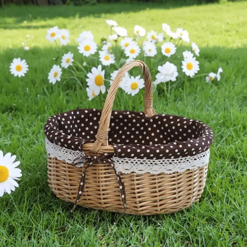 

Rattan Storage Basket Fruit Picking Candy Wooden Bread for Table Hand-woven Baskets