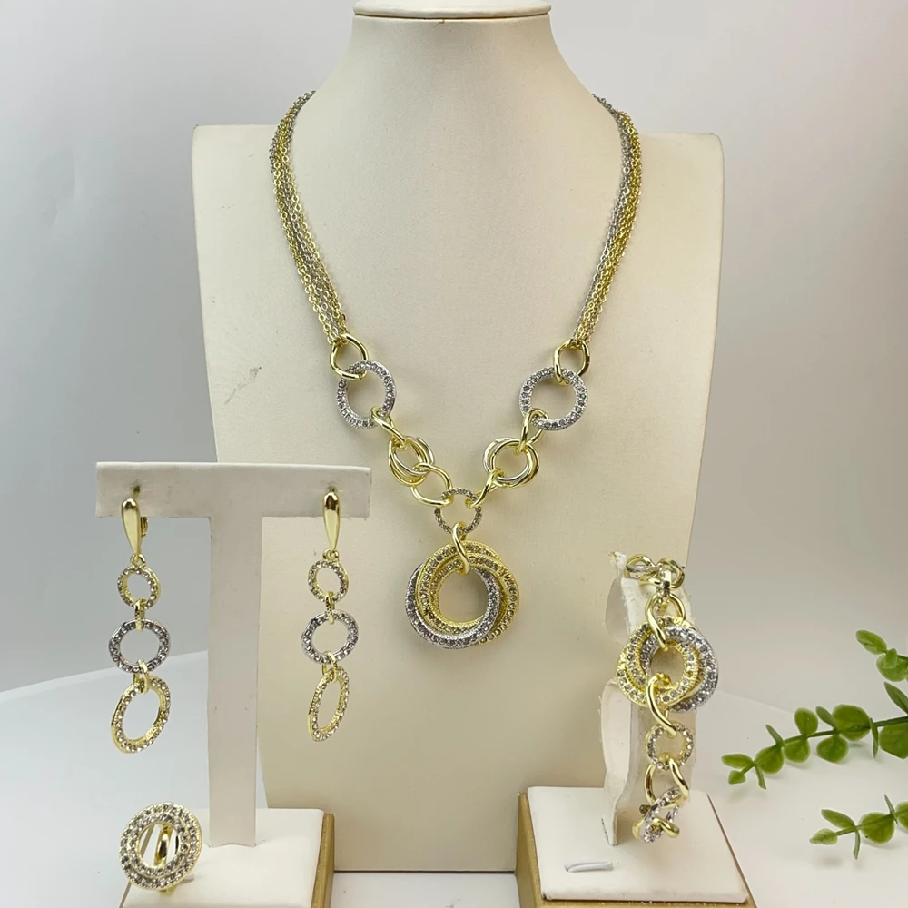 New Fashion Trendy Women Jewelry Set Brazilian Gold-Plated African Wedding Bridal Necklace Gifts FHK29705