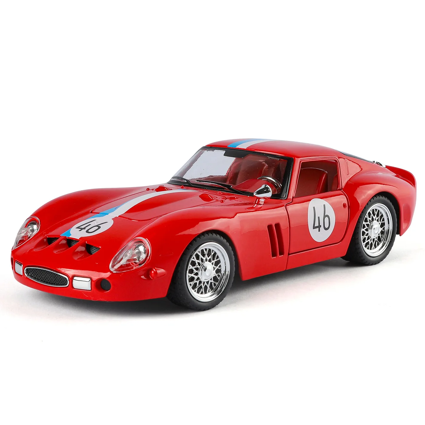 1:24 250 GTO Alloy Sports Car Model Pullback Sound and Light New Year Gift Restaurant Window Ornaments Wholesale Delivery