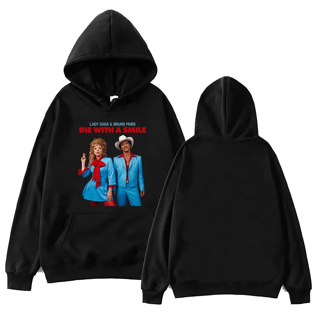 

Lady Gaga Bruno Mars Die With A Smile Hoodie Harajuku Pullover Tops Sweatshirt Fans Gift