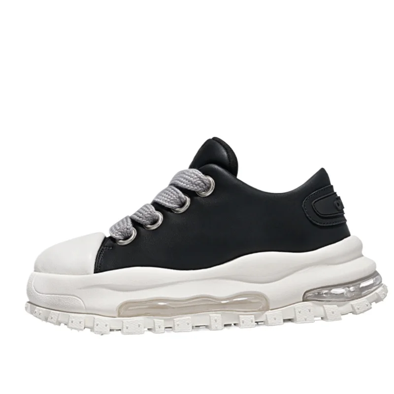 

Кроссовки из натуральной кожи с толстой подошвой для мужчин и женщин: удобные, дышащие, увеличивающие рост, спортивные повседневные туфли