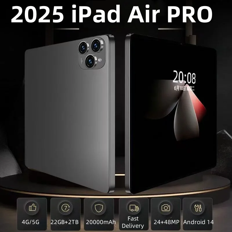 تابلت أصلي iPad Air Pro 12 بوصة 22 جيجابايت 2 تيرا بايت تابلت أندرويد 14 وسادة أساسية هاتف لوحي مزدوج 5G واي فاي 4K HD تابلت أندرويد