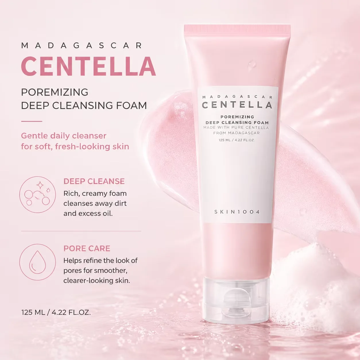 Korean Poremizing Deep Cleansing Foam Shrink Pores Deep Clean Oil Control Moisturizing Face Care Products 125ml
