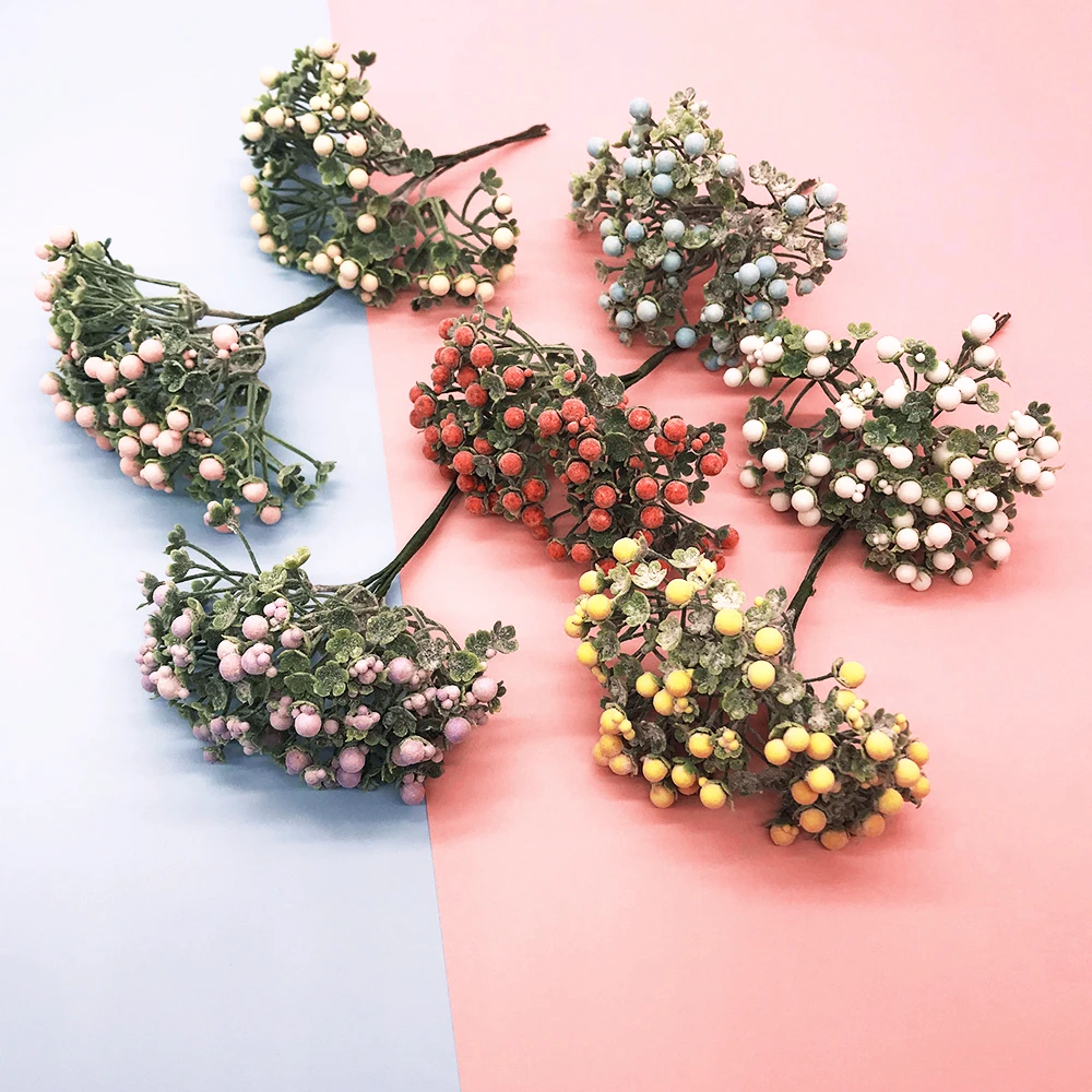 

6Pcs/lot Artificial Flower Berries Stamens For Wedding Home Party Christmas Decorations DIY Bouquet Desktop Decoration Scrapbook