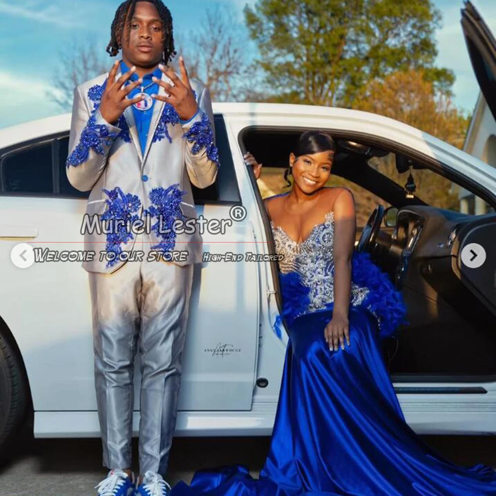 

Gren Suits Men For Wedding Beading Appliques Jacket Pants 2 Pieces Banquet Prom Blazer Male Fashion Groom Party Tuxedos Luxury