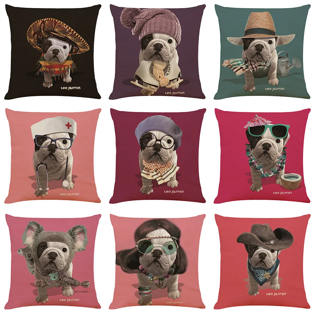 

Funny Dog Man Pillowcase Cowboy Dog Pillow Case for KID Boy Girl Living Room Decorative Cushions for Bed Sofa Pillow Cover 40x40