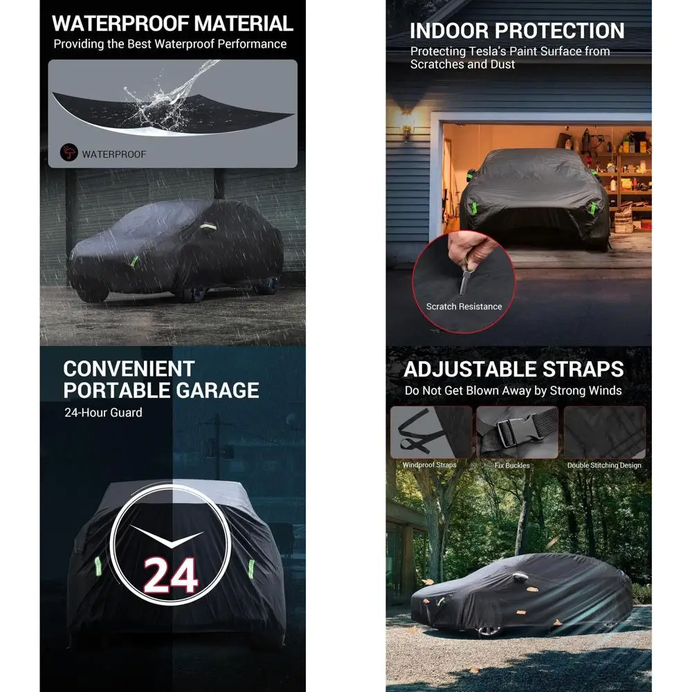 2026 Upgrade Tesla Car Cover for Model X Model X Plaid All-Weather Waterproof UV Protection Full Exterior Accessories Proprietar