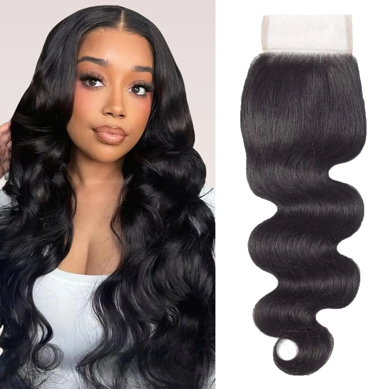 Body Wave 4X4 Lace Closure Brazilian Virgin Human Hair Preplucked 5X5 Transparent Lace Front Closure Human Hair For Women