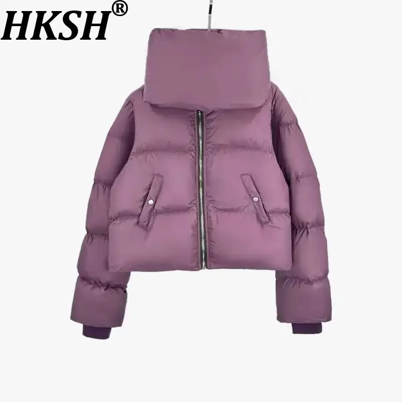 

HKSH Men Tide Streetwear Autumn Winter New RO Style White Duck Down Jacket Thick Inset Pockets Bread Coats Chic Padded Ins H2824
