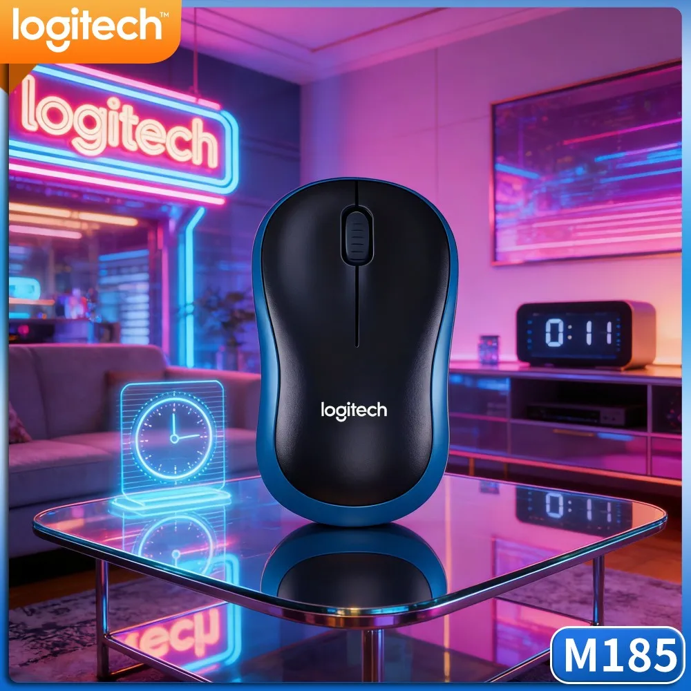 Logitech M185 Symmetric Wireless Mouse, 3 Button Control, Auto Standby, Reliable 2.4G For Notebook Desktop Pcs