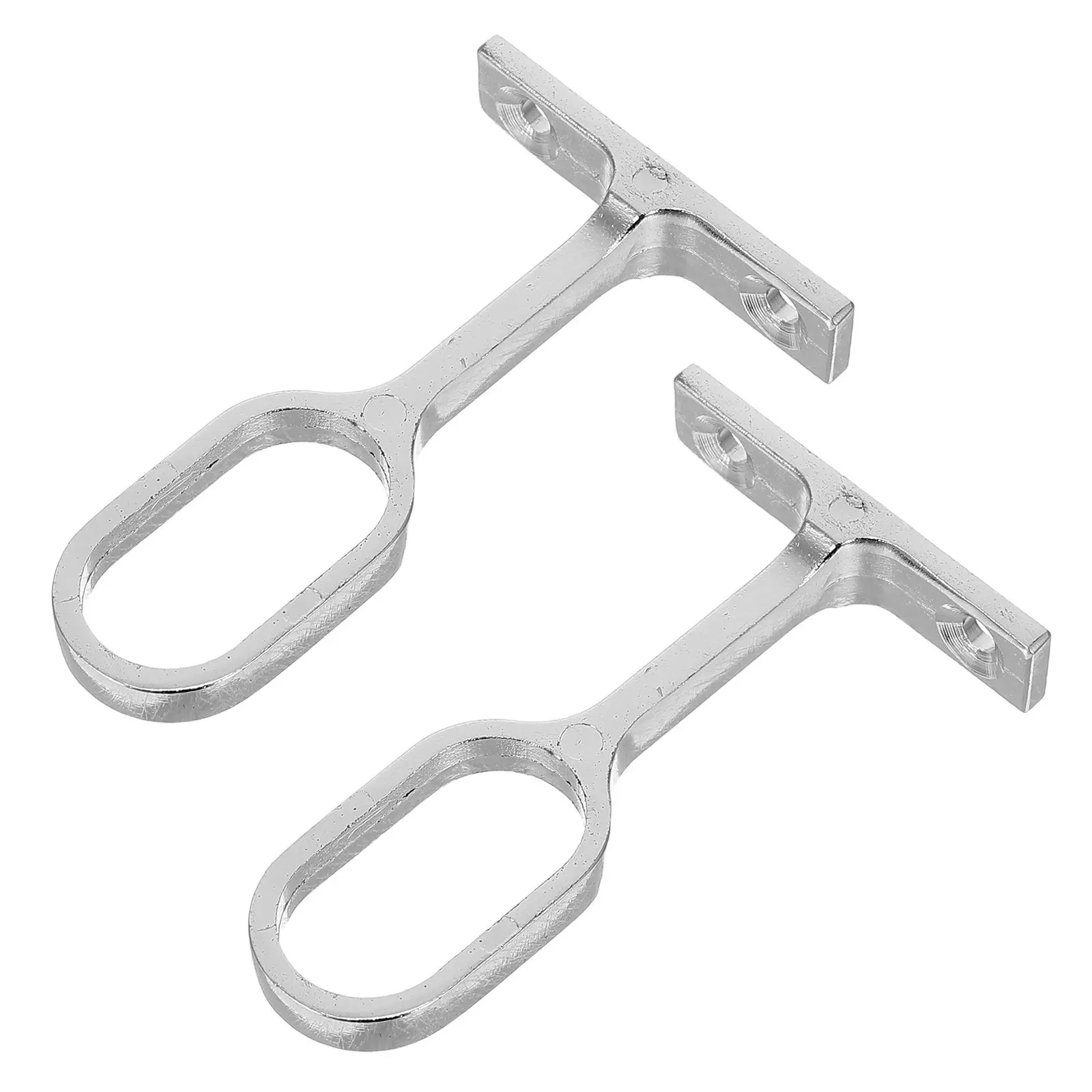 2Pcs Stainless Steel Heavy Duty Closet Rod Brackets Oval Full-Through Base Mount Wardrobe Rail Supports for Home Closet