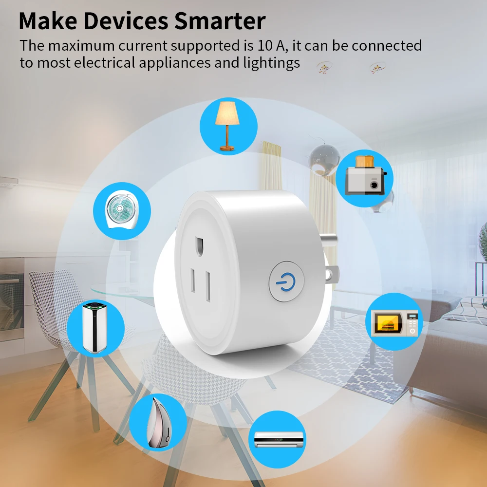 WGHINE WiFi Smart Socket US Plug 16A Cozylife APP Remote Bidirectional Control and Alexa Google Home Control Timer