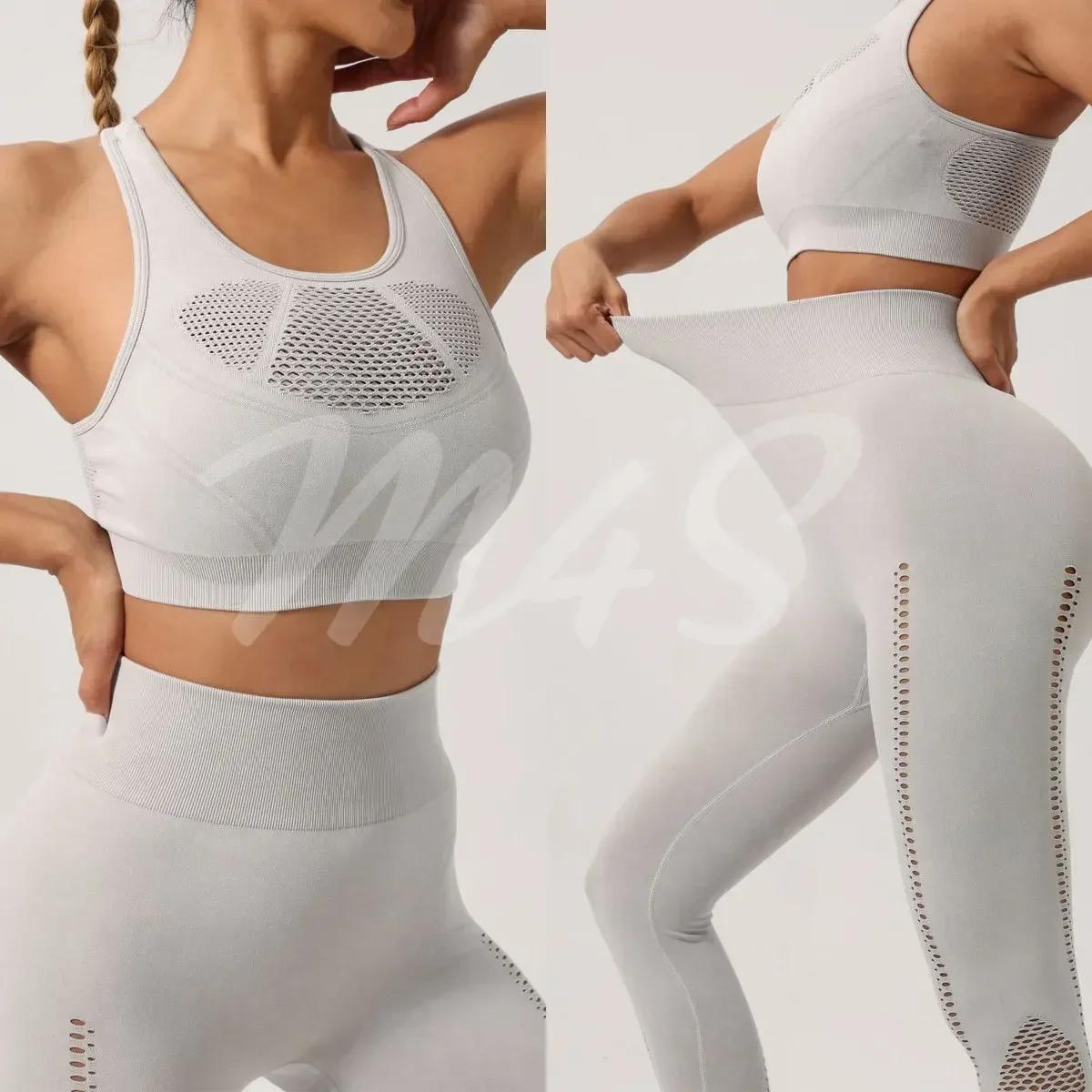 

Seamless Workout Gym Set Women Yoga Set Fitness Hollow Out Sports Bra Leggings Tracksuit 2 Piece Sanded Wash Outfits Active Wear