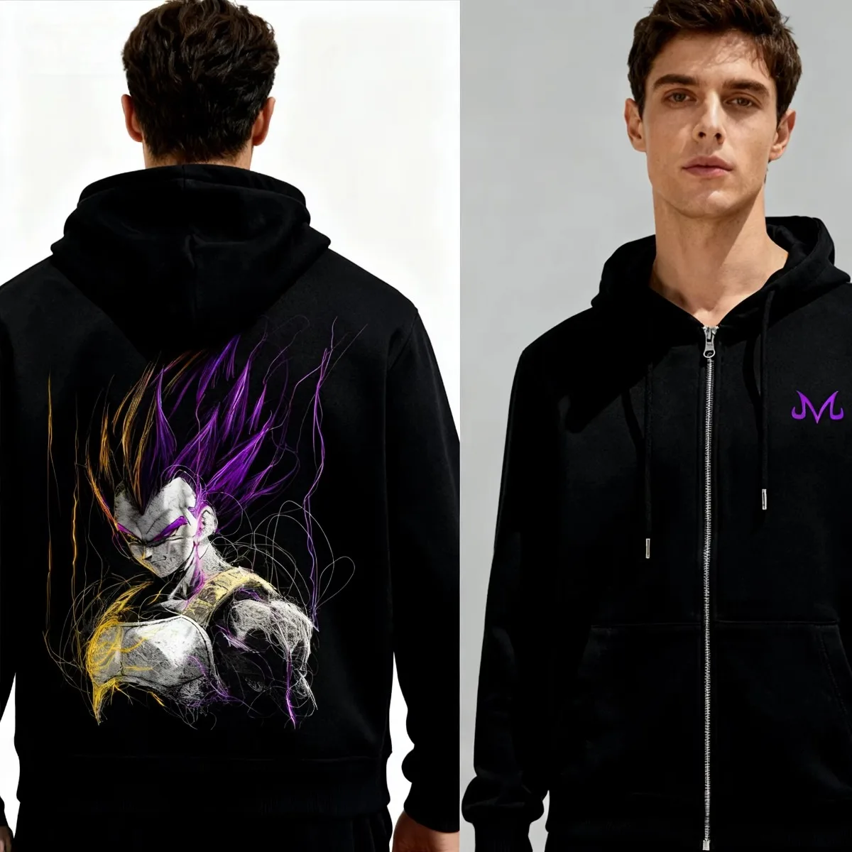 

Bandai Черная толстовка на молнии Мужская хлопковая куртка Dragon Ball Графическая теплая флисовая подкладка Осенне-зимняя одежда для городских прогулок