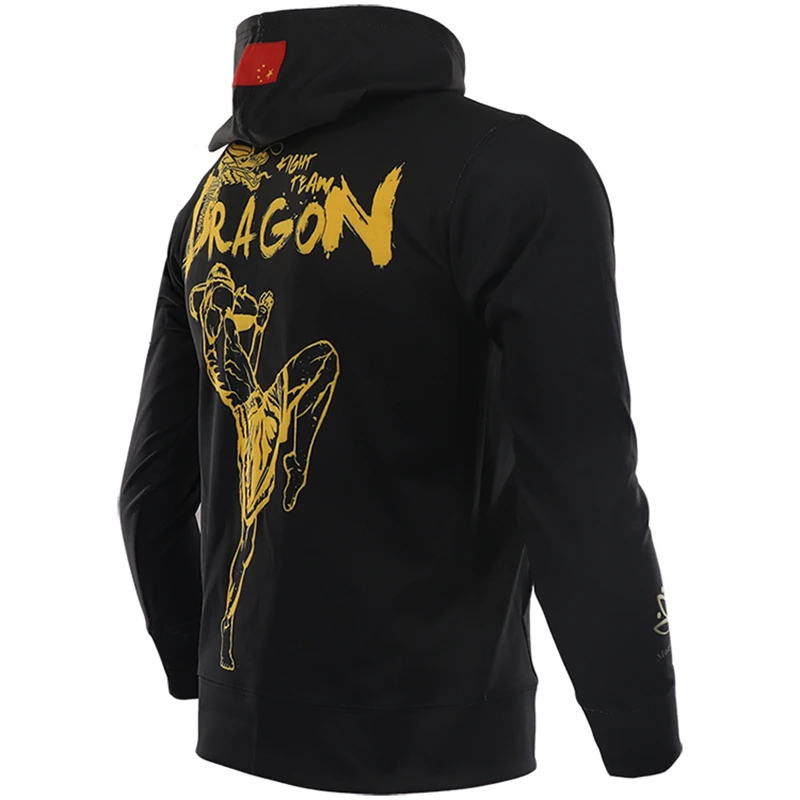 ARFIGHTKING-Long Sleeve Hoodies, Chinese Dragon Sports Zipper Jacket, Running, Fighting Boxing, Muay Thai Training, Fitness Coat