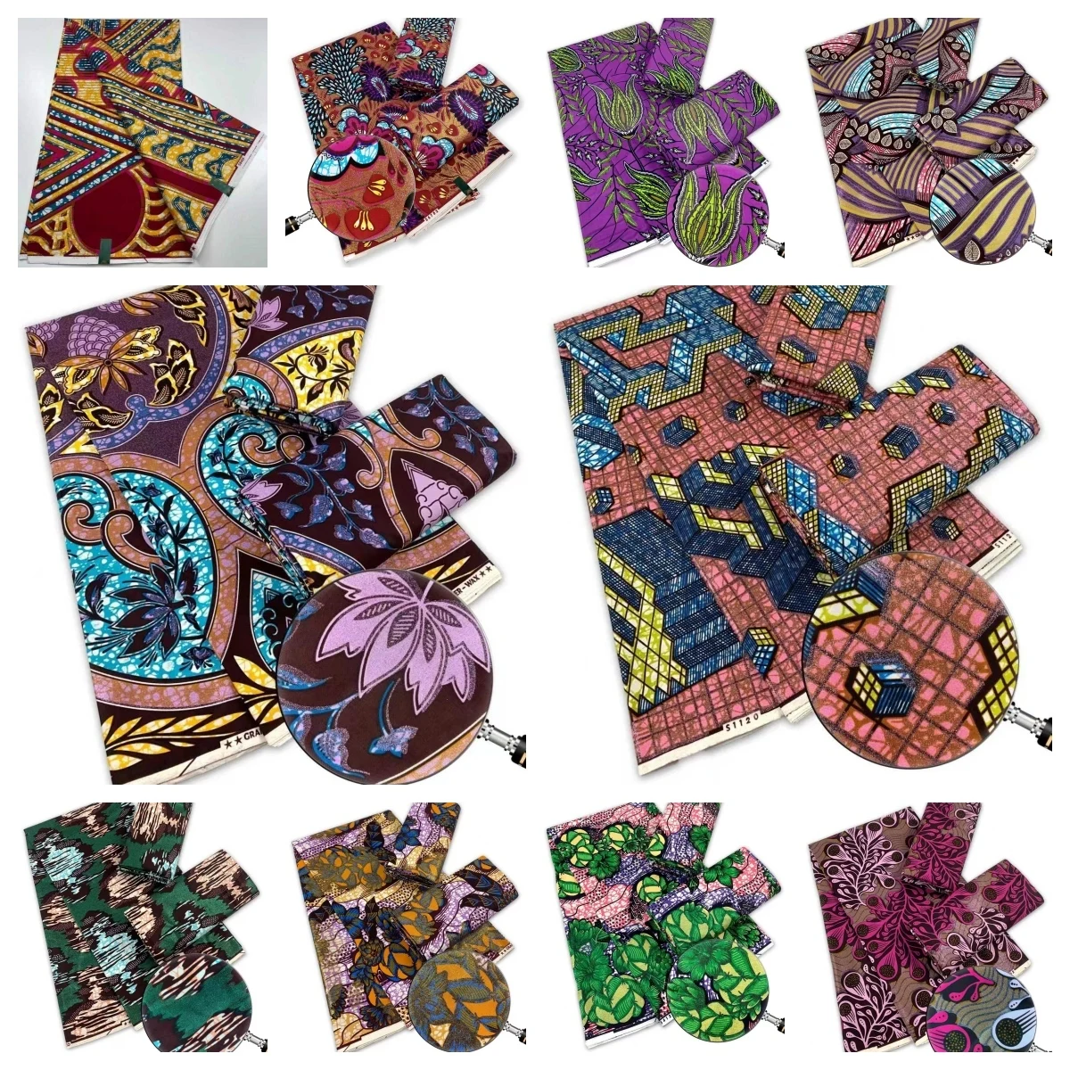 New African Grand Golden Wax Fabric Ankara Glitter Golden Wax Soft Flash Gold Print Batik High Quality Pagne Purple Women Tissus