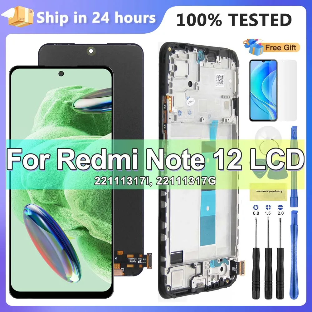 Screen for Xiaomi Redmi Note 12 4G Lcd Display Touch Screen Digitizer with Frame for Redmi Note 12 23021RAAEG 23021RAA2Y Screen