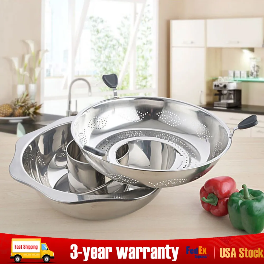

32cm Shabu Thick and Heavy Stainless Steel Rotating Hot Pot Steamboat Double-Layer Detachable Universal Pot