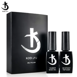 KODI JYJ New Upgrade Rubber Base Gel Nail Polish Set Semipermanent Top Coat y Base Coat uv led Gellac Super Bright No Sticky Top