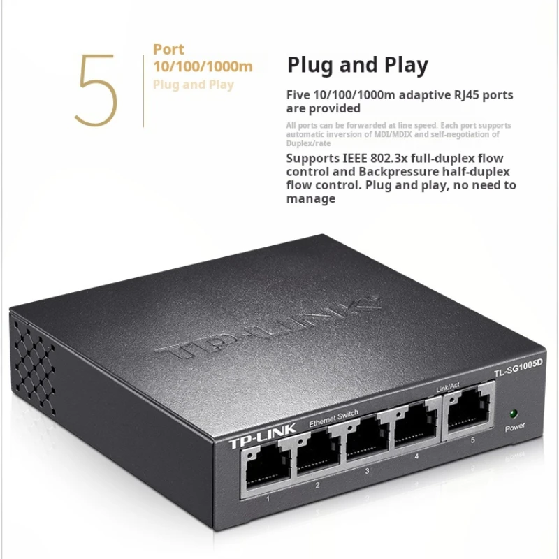 TP-LINK 5-Port Gigabit Switch, 8-Port Enterprise-Grade Switch, Monitoring Network Cable Splitter, Metal Body