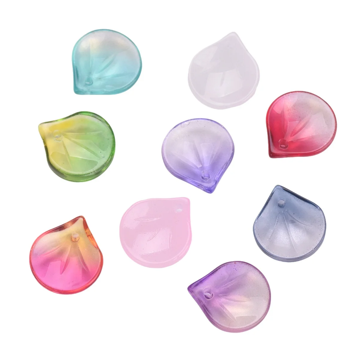 

10pcs 15x13mm Petal Shape Colorful Crystal Glass Loose Crafts Beads Top Drilled Pendants For Earring Jewelry Making DIY Flower