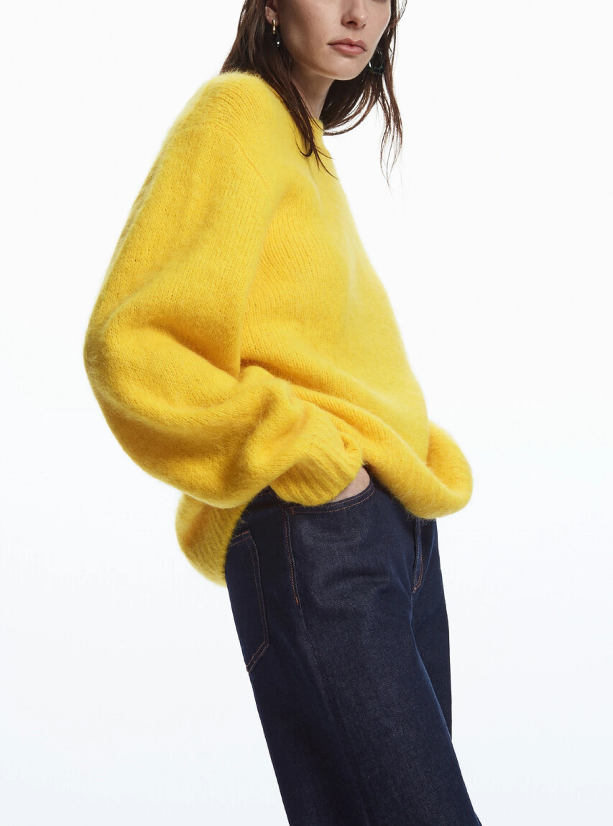 

Loose Casual Knitted round Ne Sweater Basic Sle Mohair Blend Spring New Arrival Women's Faion Polyester Fiber Long Sve