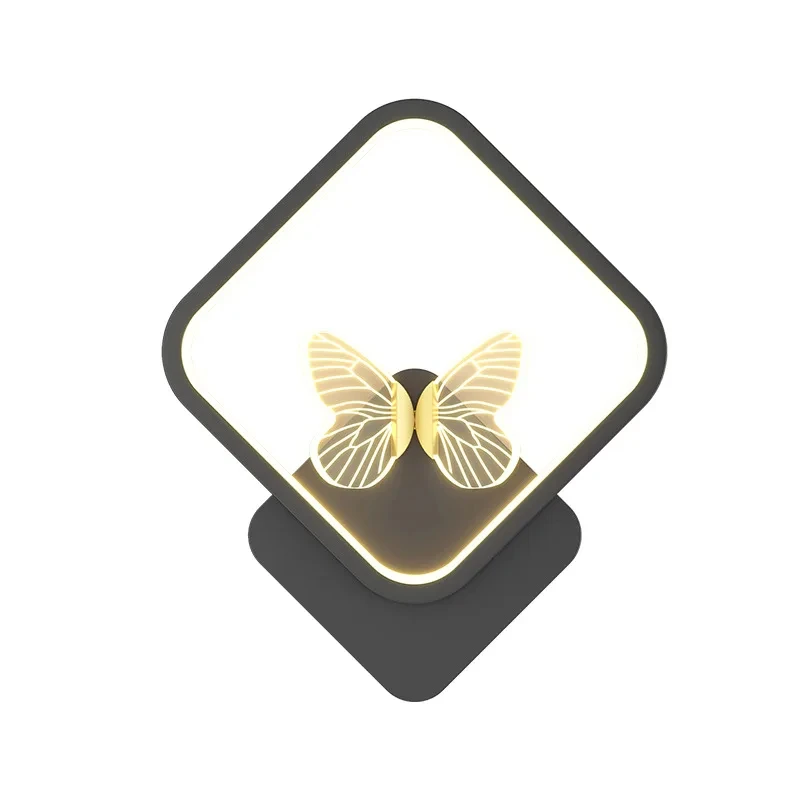 NEW Creative Golden Background Indoor Butterfly LED Wall Lamp for Living Dining Room Bedside Home Decor Corridor PS26SD