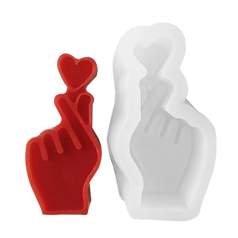 Silicone Heart Gesture Mold Heart Gesture Candle DIY Mold Non Stick Easy Demoulding Multifunctional Crafts Mold for Plaster Clay