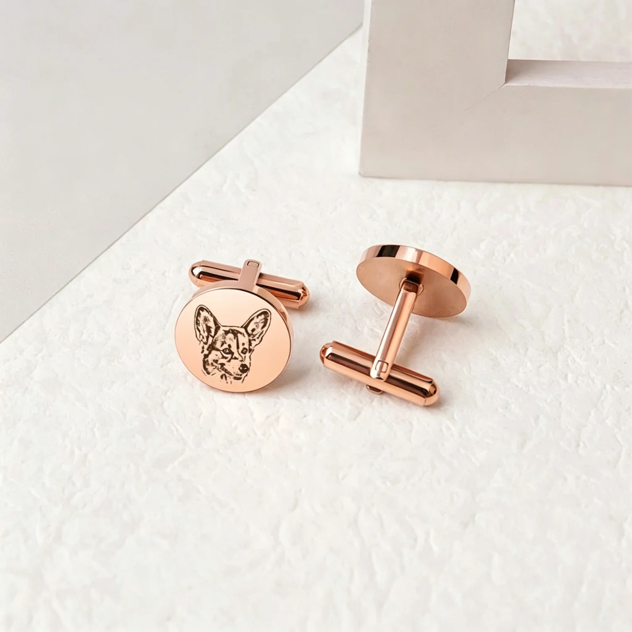 กระดุมข้อมือสแตนเลสสตีลคู่ลายภ - Pet Portrait Custom บทวิจารณ์และราคา