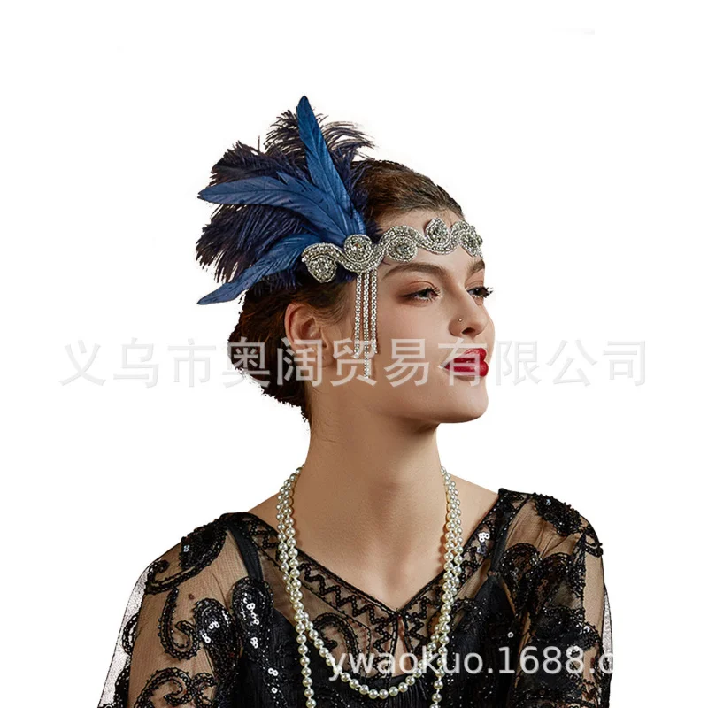 

1920sFeather Headband Single Party Banquet Rhinestone Vintage Feather Headband Wholesale