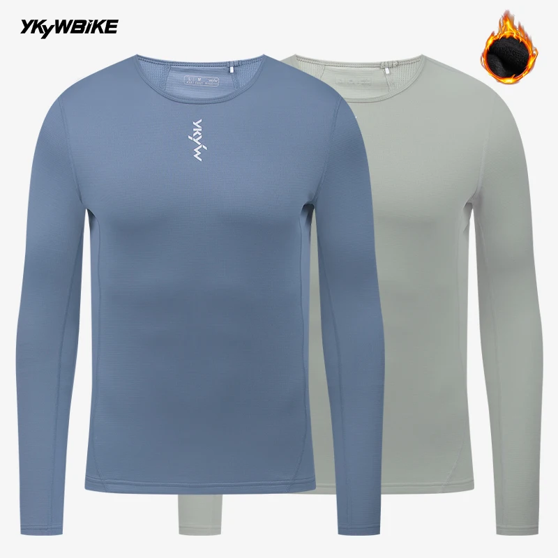 YKYW Men\'s Cycling Long Sleeve Base Layers Clothing Winter Autumn Thermal Fleece Bicycle Undershirt Road Bike Base Underwear
