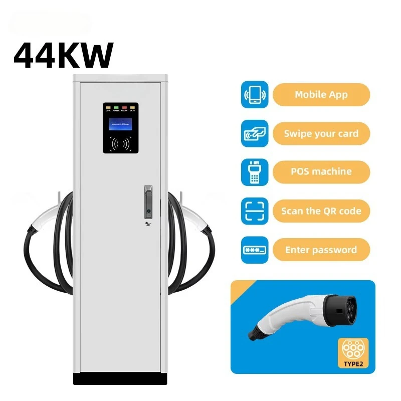 22kW*2 GB/T Type1/Type2 Dual AC EV Charger Commercial RFID 44KW Charging Station WiFi 4G App OCPP 1.6J IP55 CE Certified New