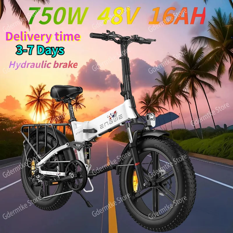 Electric Bicycle 750W Powerful Motor 48V16AH Lithium Battery Folding Hydraulic Brake E Bike 20*4 Fat Tire Mountain Electric Bike