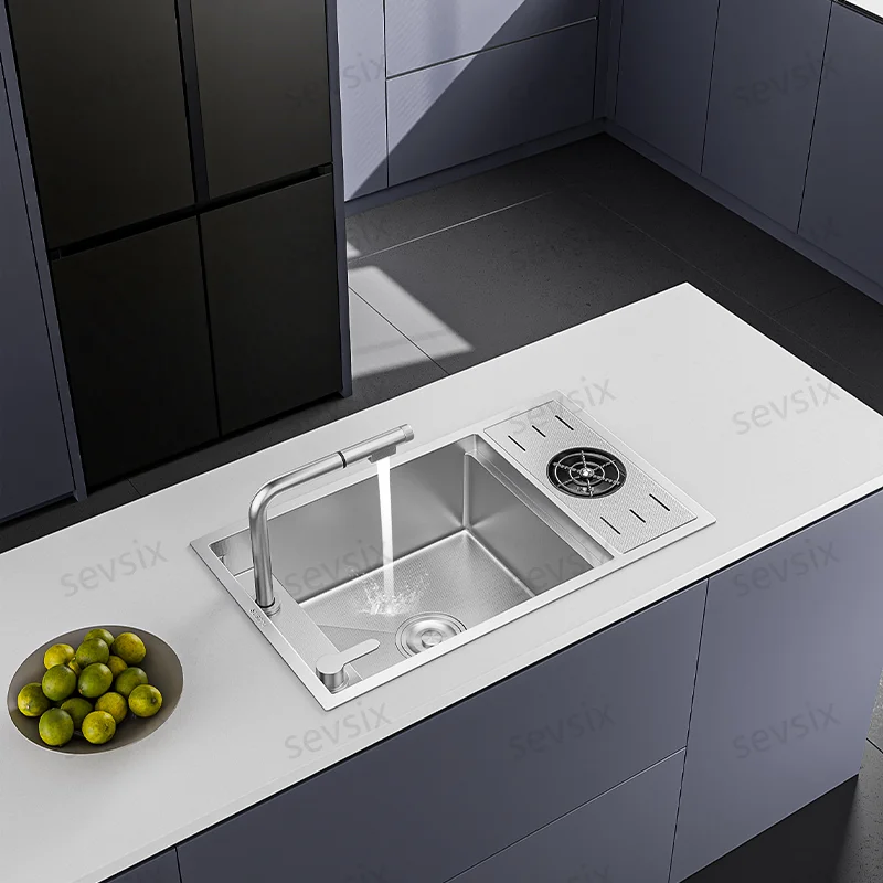 High-End Minimalist Silver Concealed Kitchen Sink – Seamless Flush-Mount Installation Corrosion-Resistant 304 Steel
