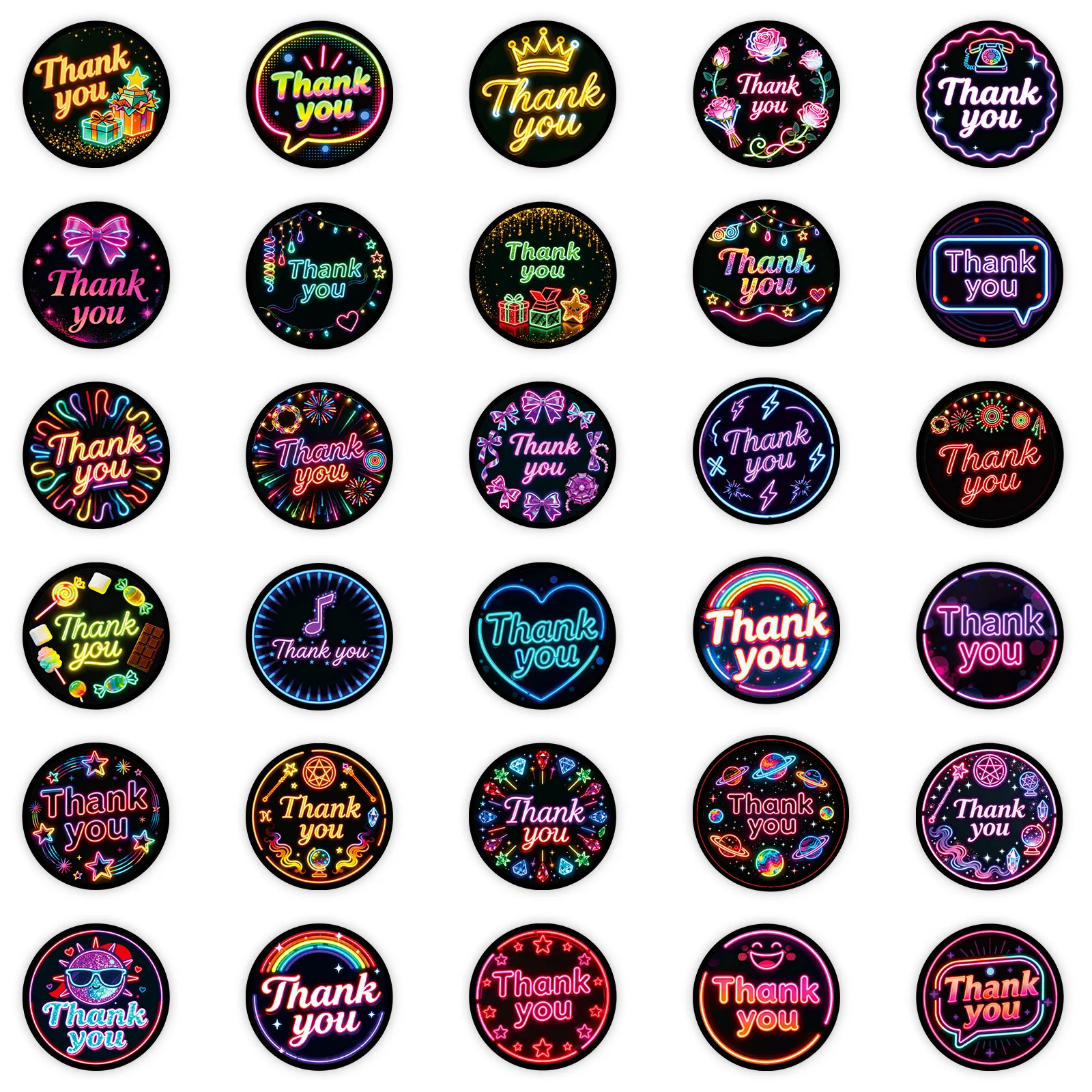 10/56 قطعة جديد شكرا لك ملصقات الكرتون النيون نمط الكتابة على الجدران الإبداع الديكور DIY بها بنفسك اللعب الثلاجة المحمول الغيتار سيارة الدراجة الشارات
