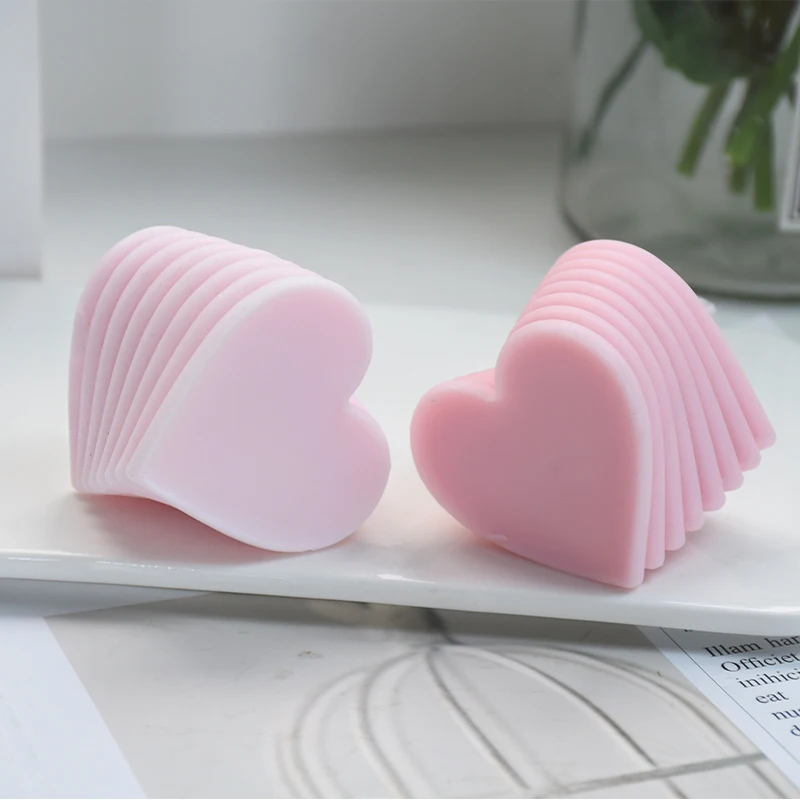 3D rotante amore candela stampo impilabile a forma di cuore candela aromatica processo di gesso resina sapone torta decorazione stampo stampi fatti a mano