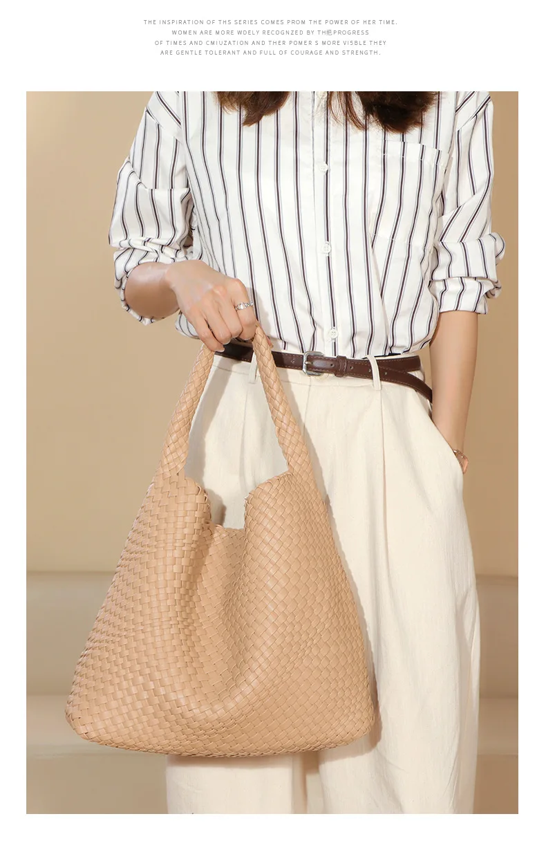 Chic Large Capacity Weave Tote Bag Soft Leather Intrecciato Handbag Shoulder Bags for Women's Fashion Work Travel Daily Outings
