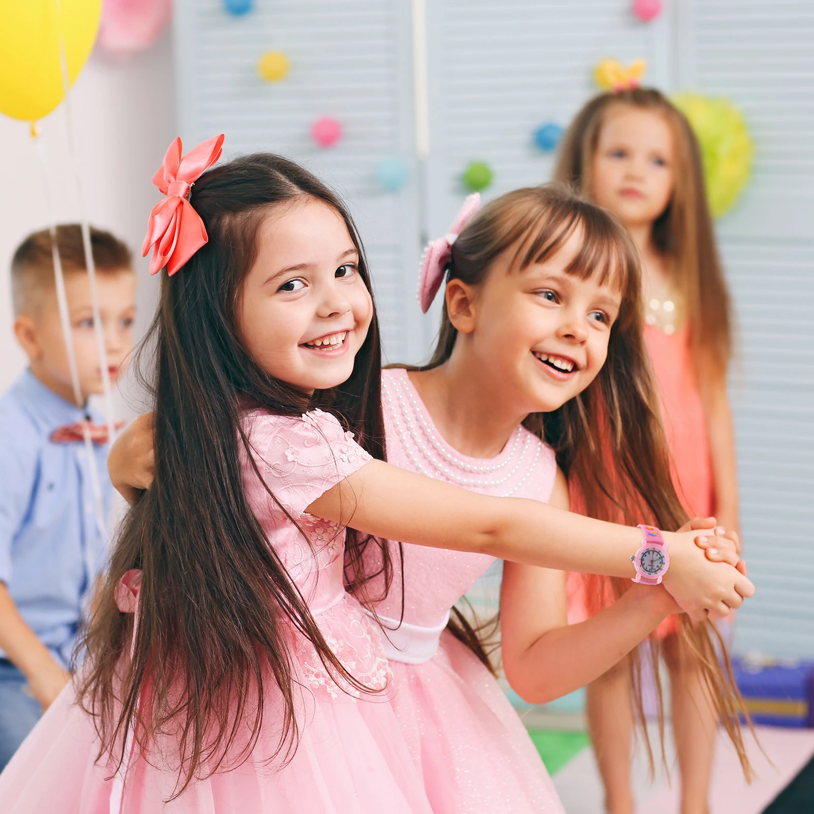 ساعة كارتونية عصرية مقاومة للماء للأطفال كوارتز وردية للتلاميذ، حزام متين قابل للتعديل، هدية عيد ميلاد دقيقة لحفظ الوقت