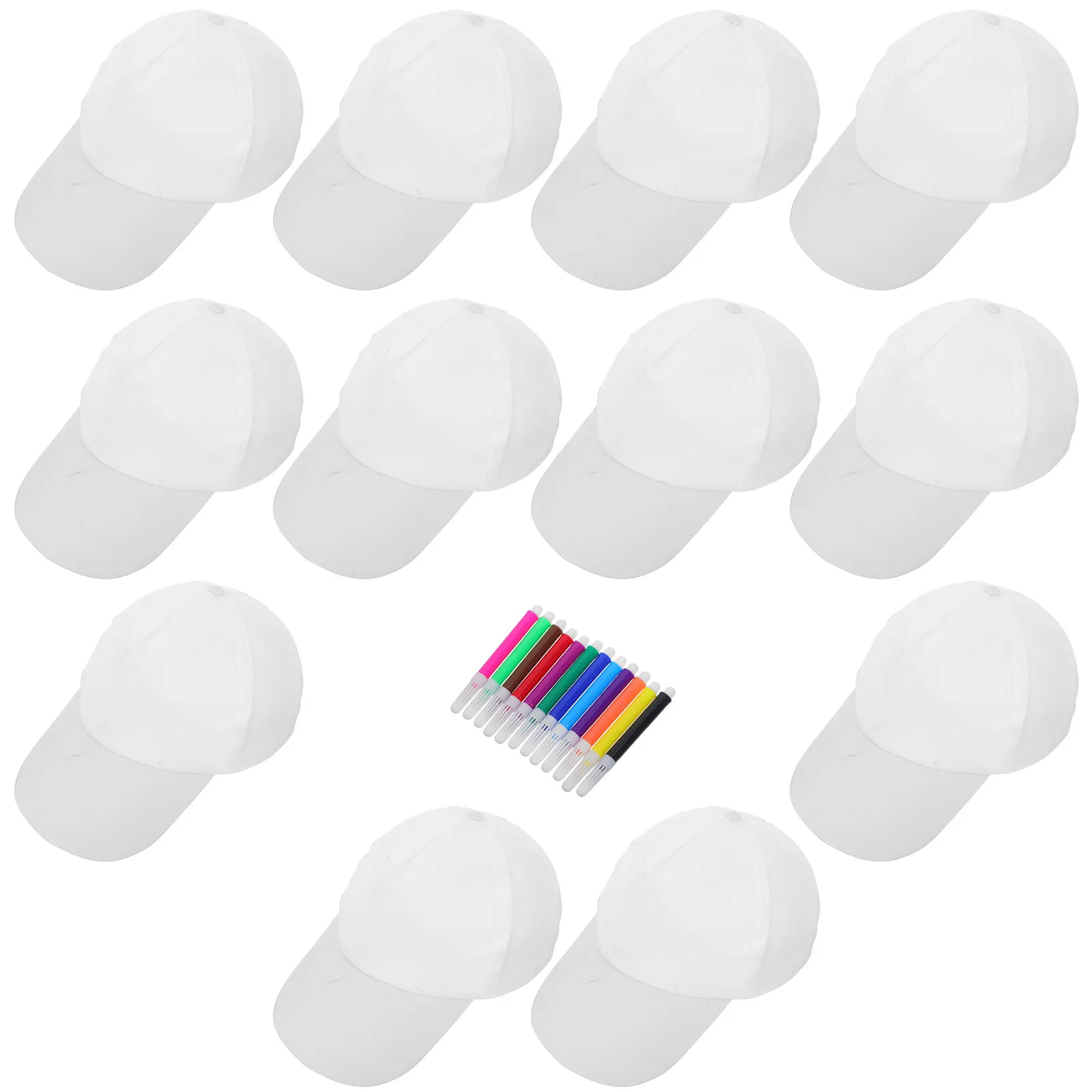 

1Set Kids White Baseball Caps Plain Toddler Boy Blank Hats Painting Set DIY Birthday Party Art Activity Plain Baseball Cap