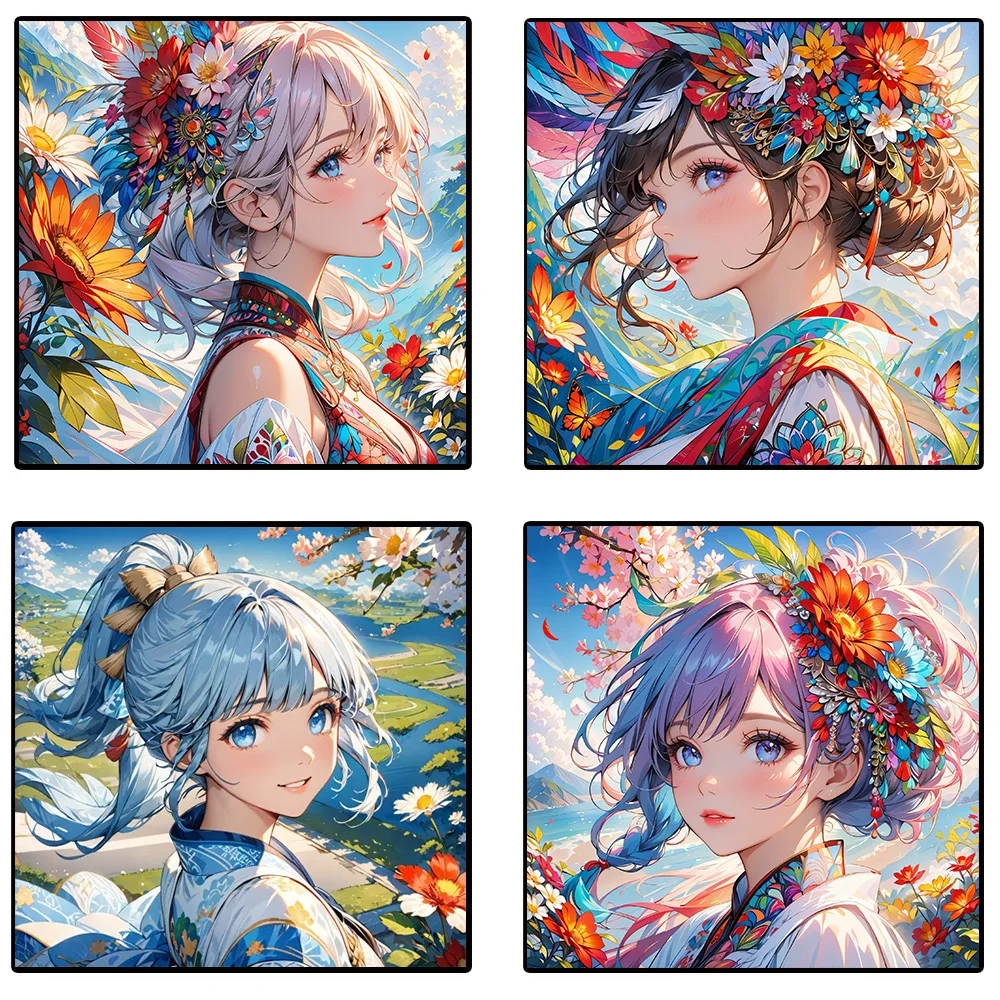 5D Diamond Painting Anime Style Girls DIY Full Drills Japanese Cartoon Girl Mosaic Kits Embroidery Cross Stitch Decor