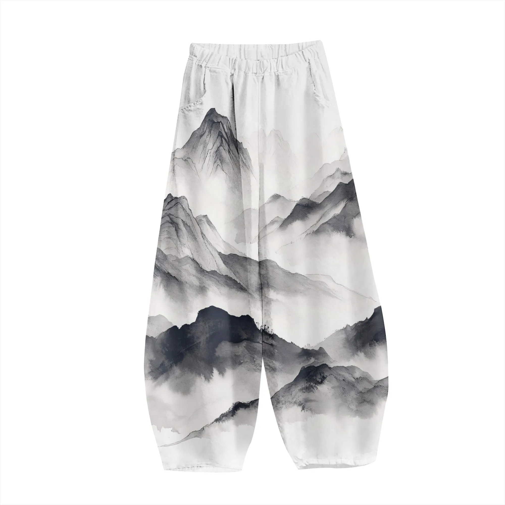 EQQZD Women's Blue Tropical Printed Pants Polyester Wide-Leg Ankle Beach Spring Stylish Comfort Fit