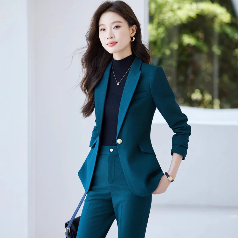 

Dark green high-end fashion women's suit2025New professional casual style women's formal suit