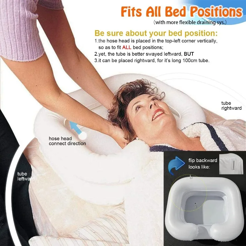 For Inflatable Shampoo Basin Internal and External Household Shampoo Double Pillow Removable Headrest Shampoo Basin