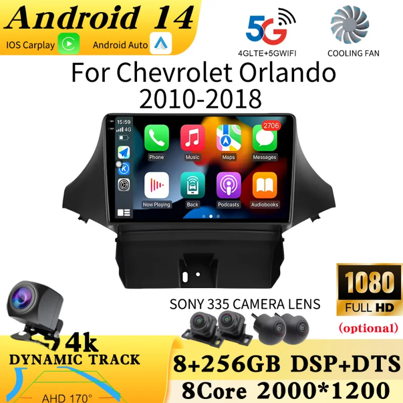 For Chevrolet Orlando 2010 - 2018 Auto Carplay Android 14 Car Radio Stereo Multimedia Video GPS Navigation Player BT 5.0