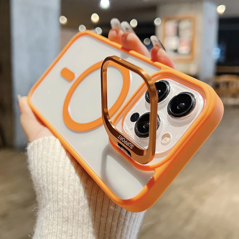 For Magsafe Stand Glass Lens Protector Case For iPhone17 16 
