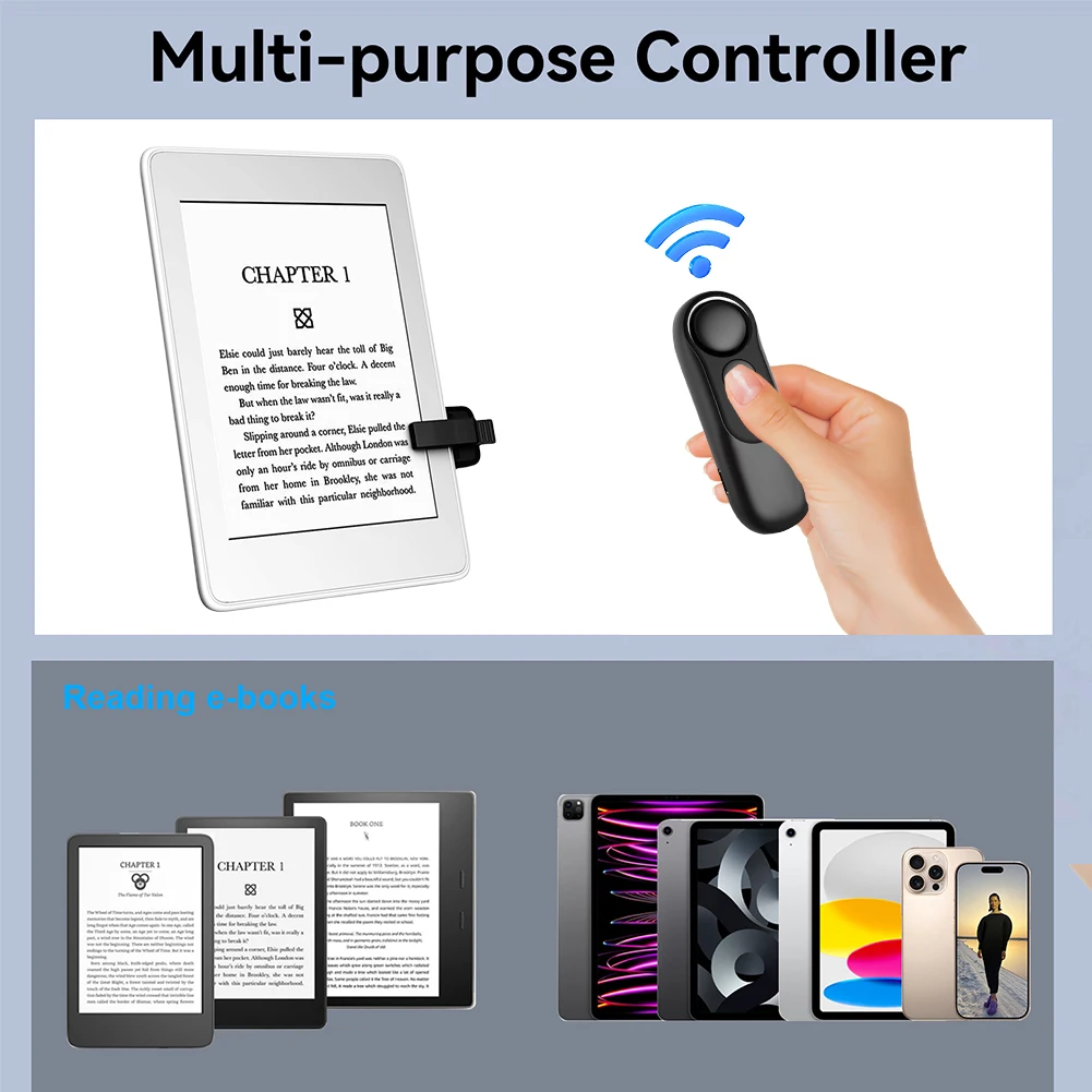 RF Remote Control Page Turner Phone Camera Video Record Remote Triggers Remote Page Turner E-Reader Remote Controller for Kindle