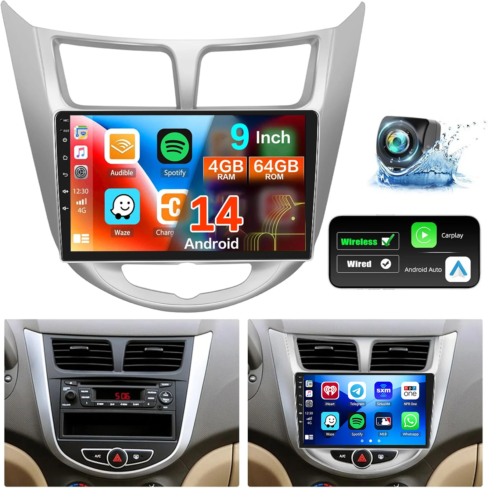 

9" Android 14 Car Radio for Hyundai Solaris Verna Accent 1 2010 - 2016 Multimedia Video Player 2 Din Head Unit Carplay GPS FM