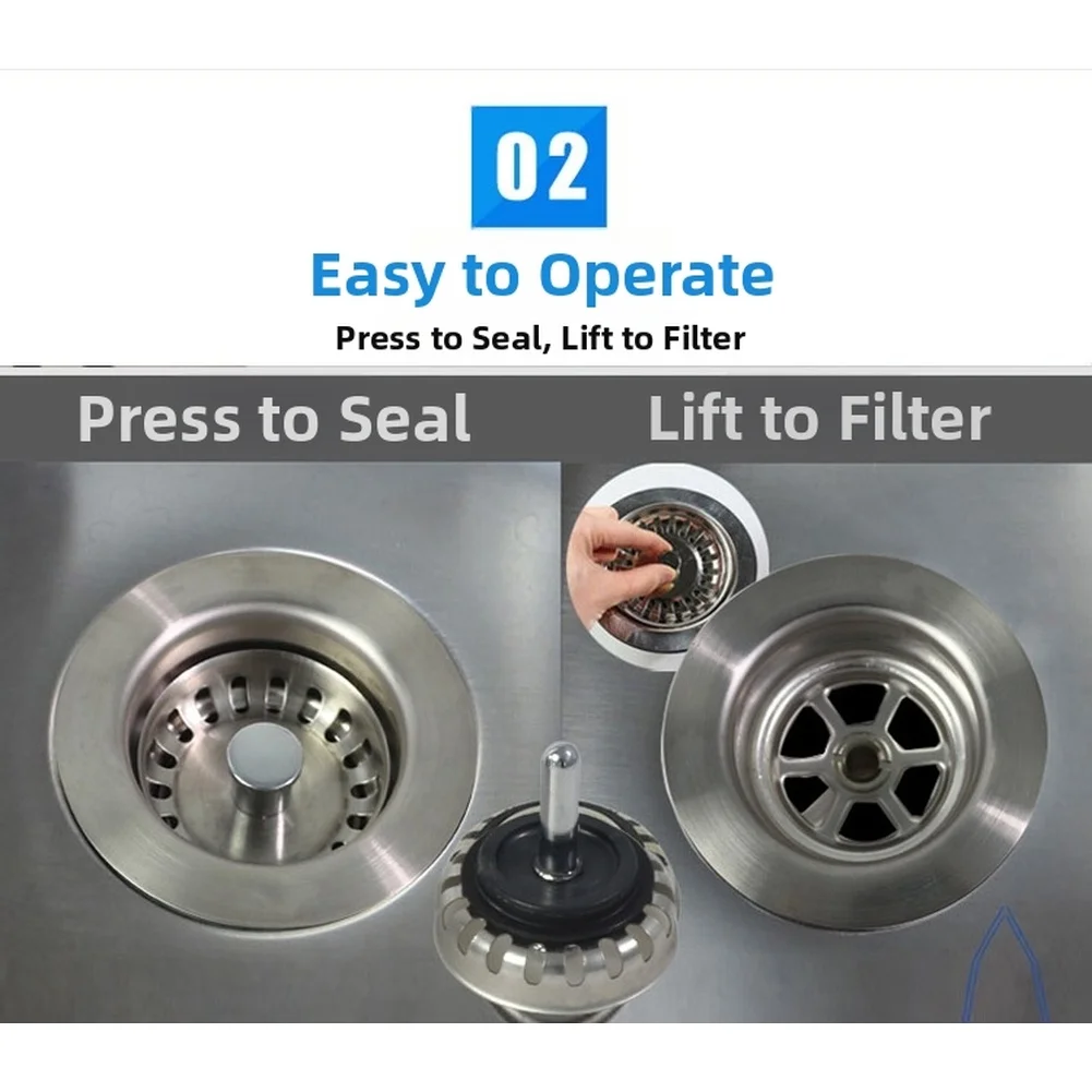 1pc 85mm Stainless Steel Kitchen Sink Drain Strainer With Adjustable Overflow Basin Waste Kitchen Sink Drainage Fixture