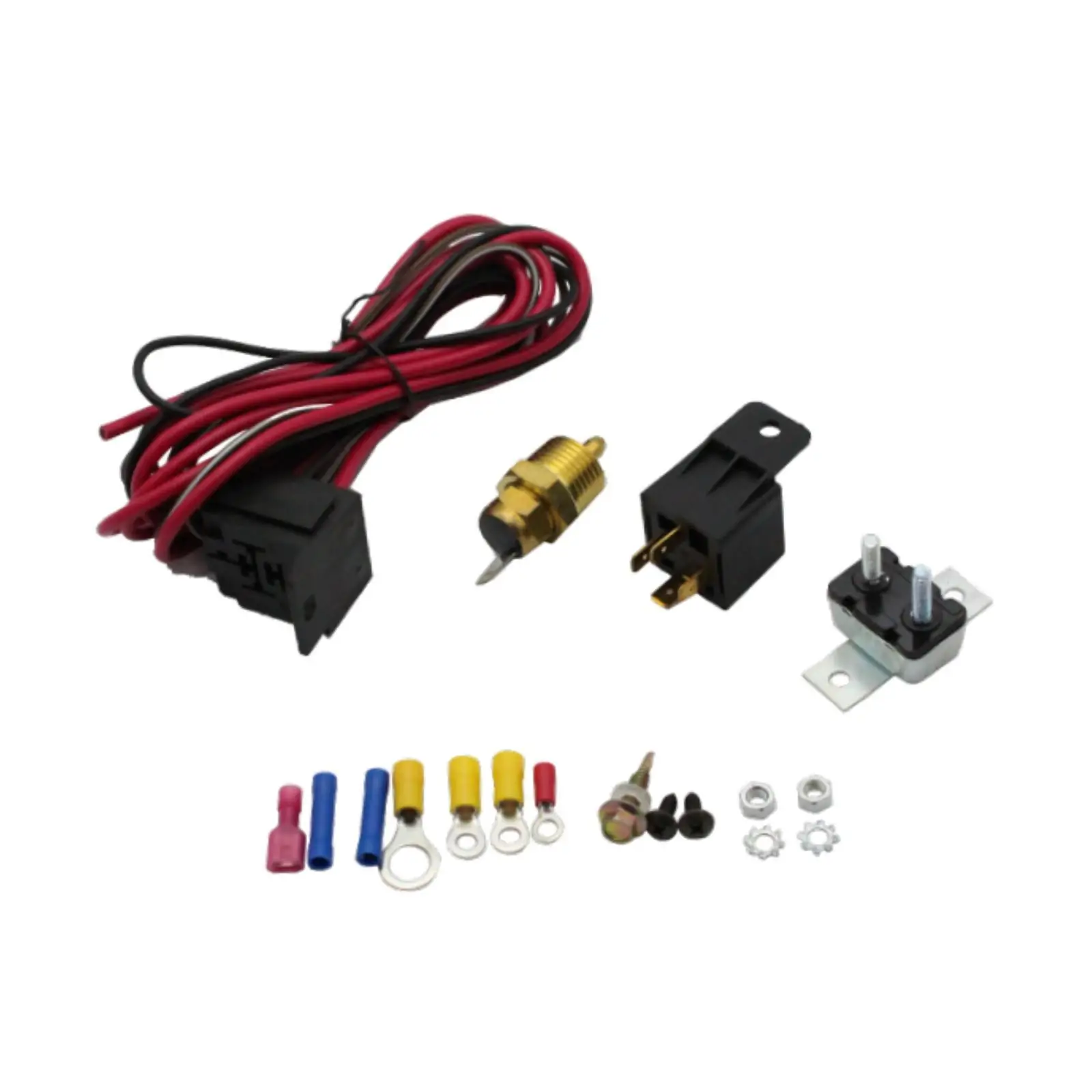 Electric Cooling Fan Thermostat Kit Electric Fan Relay Kit Metal Temp Sensors 175 to 185 Degree for 302 351W 347 352 360