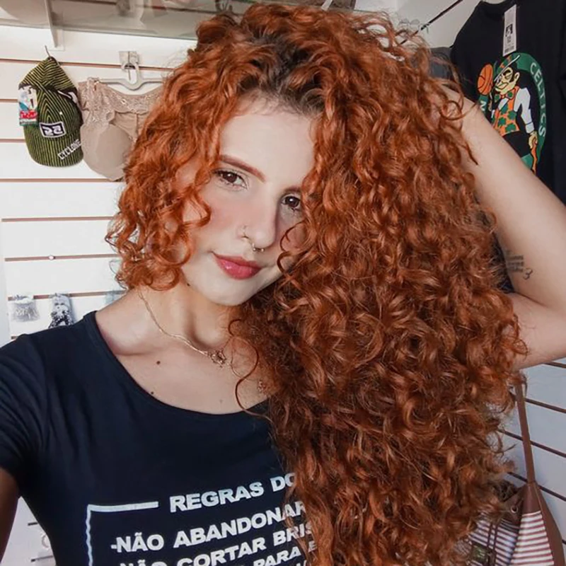 Ginger Orange Lace Front Wig Deep Wave Curly Lace Front Human Hair Wigs Water Wave HD Lace Frontal Wig Factory Price For Women